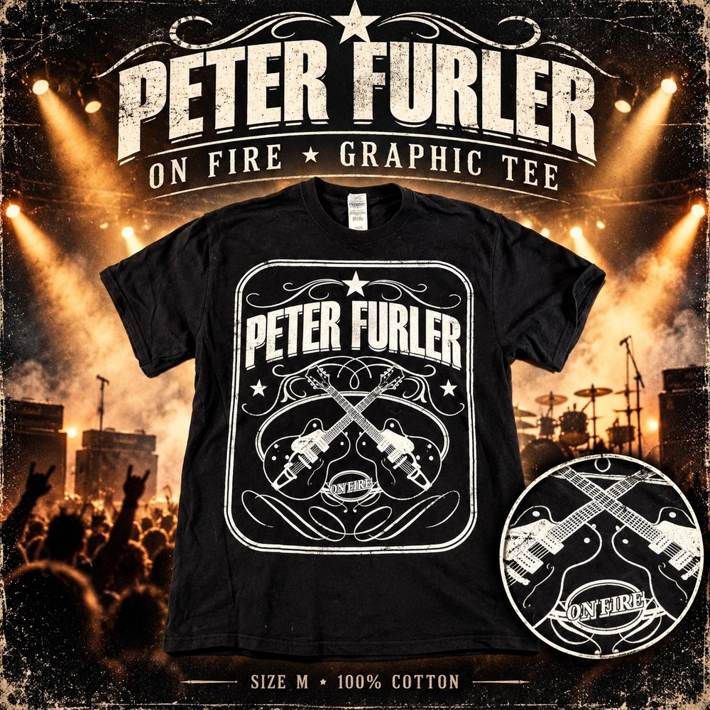 Peter Furler On Fire Graphic Tee Black Mens Size M 100% Cotton Band Shirt